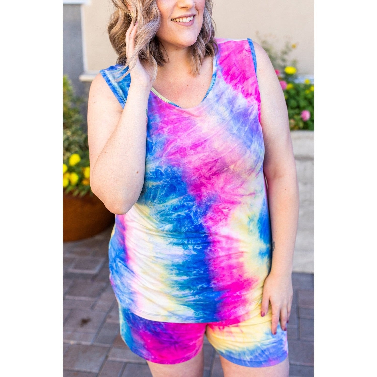Rainbow Tie Dye Shorts and Tank Set
