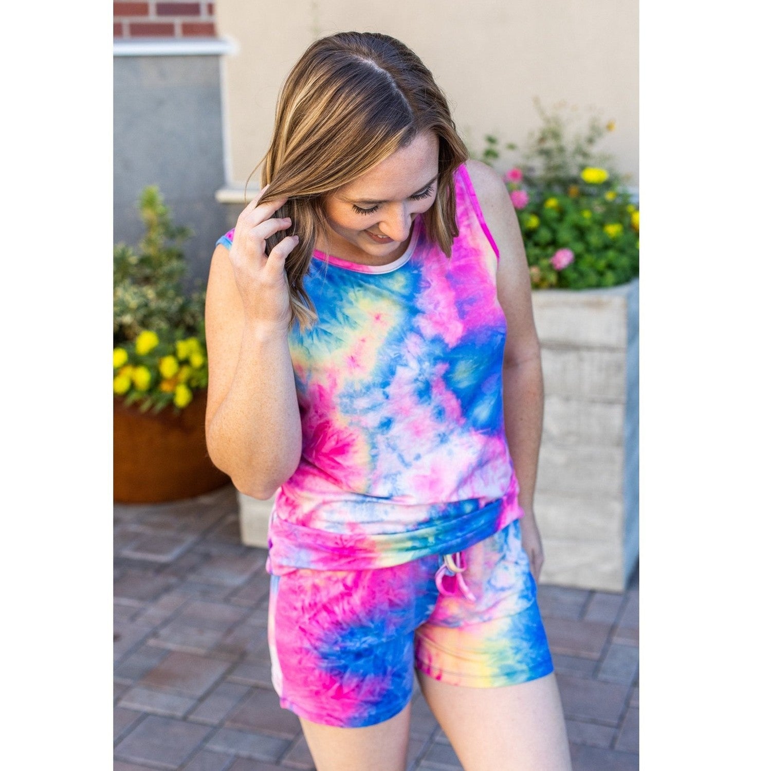 Rainbow Tie Dye Shorts and Tank Set