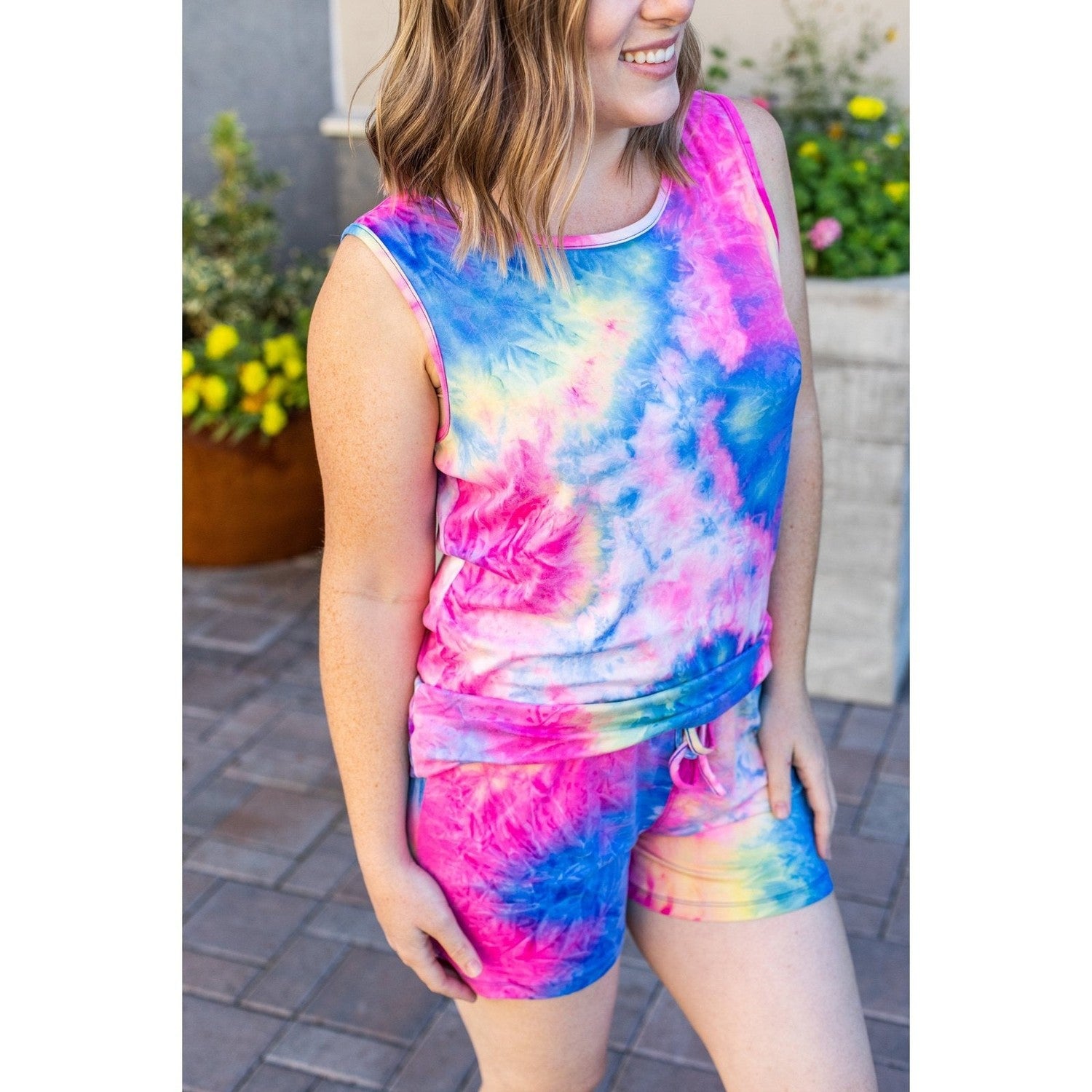 Rainbow Tie Dye Shorts and Tank Set