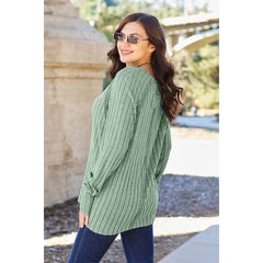 Basic Bae Full Size Ribbed Round Neck Long Sleeve Knit Top