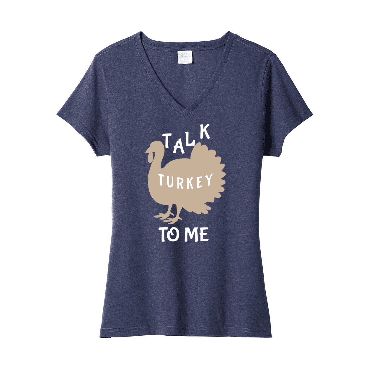 Talk Turkey to Me Ladies Fan V-Neck Tee