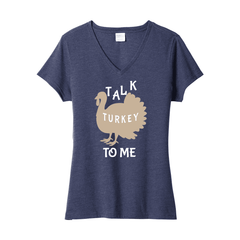 Talk Turkey to Me Ladies Fan V-Neck Tee