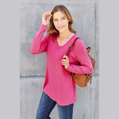 Basic Bae Full Size V-Neck Long Sleeve Top