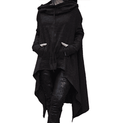 Long Hoodie Solid Black