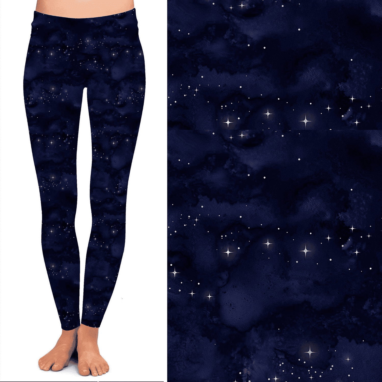 Purple Blue Galaxy Leggings - Nebula, Stars, Full Length