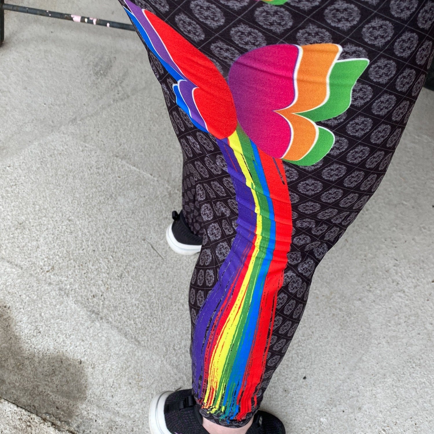 Butterfly Trail Rainbow Leggings with a Pocket on one Side