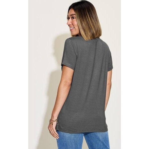 Basic Bae Full Size V-Neck High-Low T-Shirt
