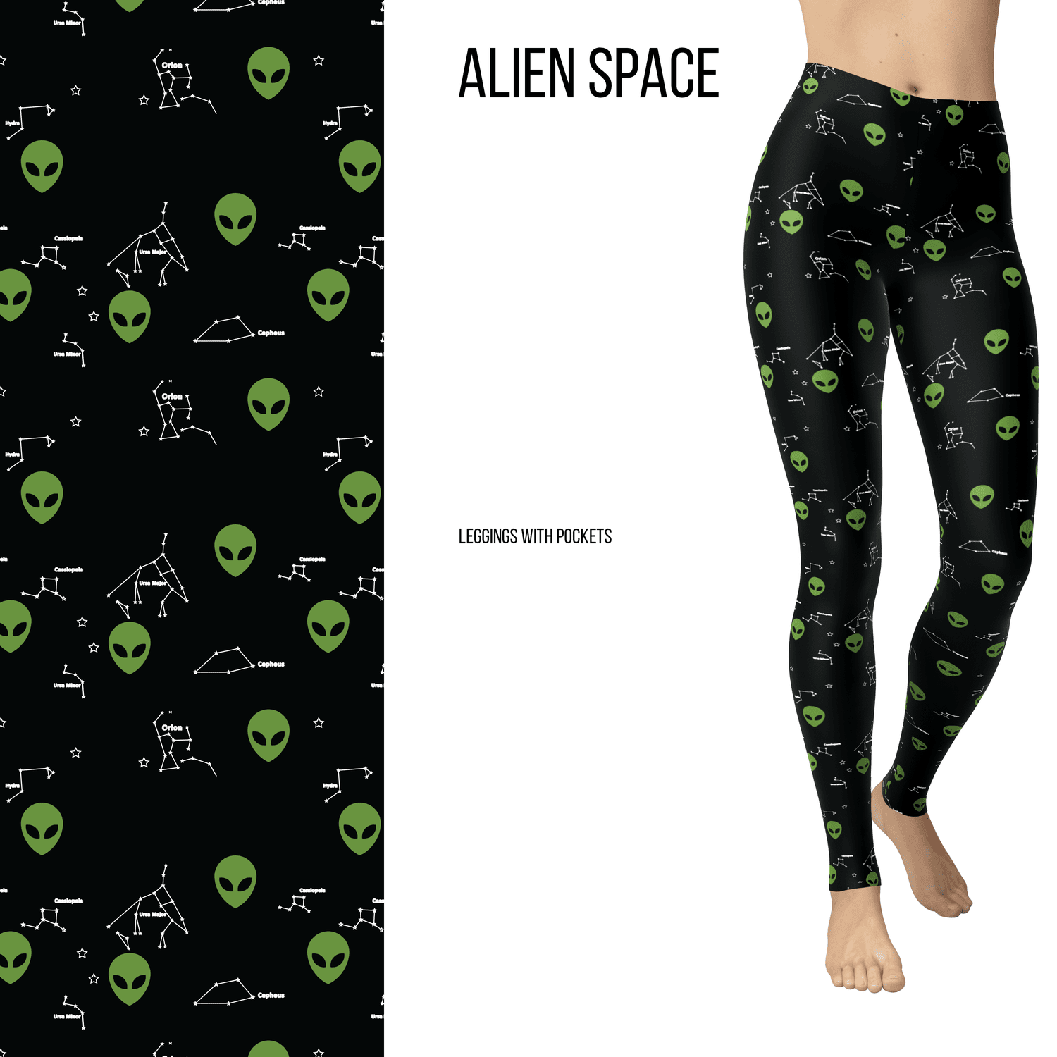 Alien Space Full Length Leggings with Pockets