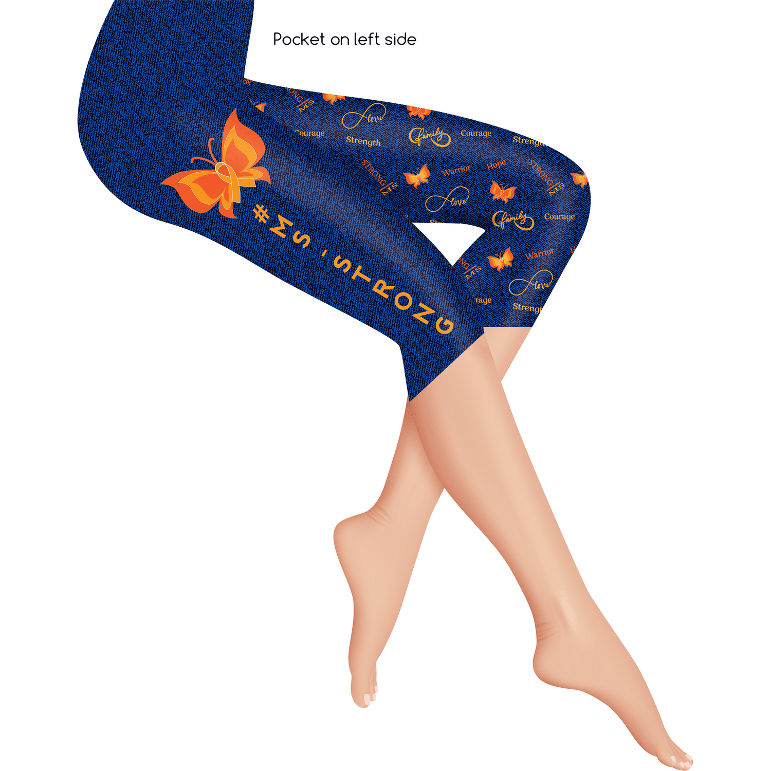 MS Strong Awareness Capri or Shorts Leggings with Pockets