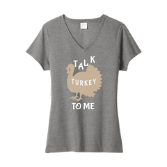 Talk Turkey to Me Ladies Fan V-Neck Tee