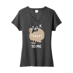 Talk Turkey to Me Ladies Fan V-Neck Tee