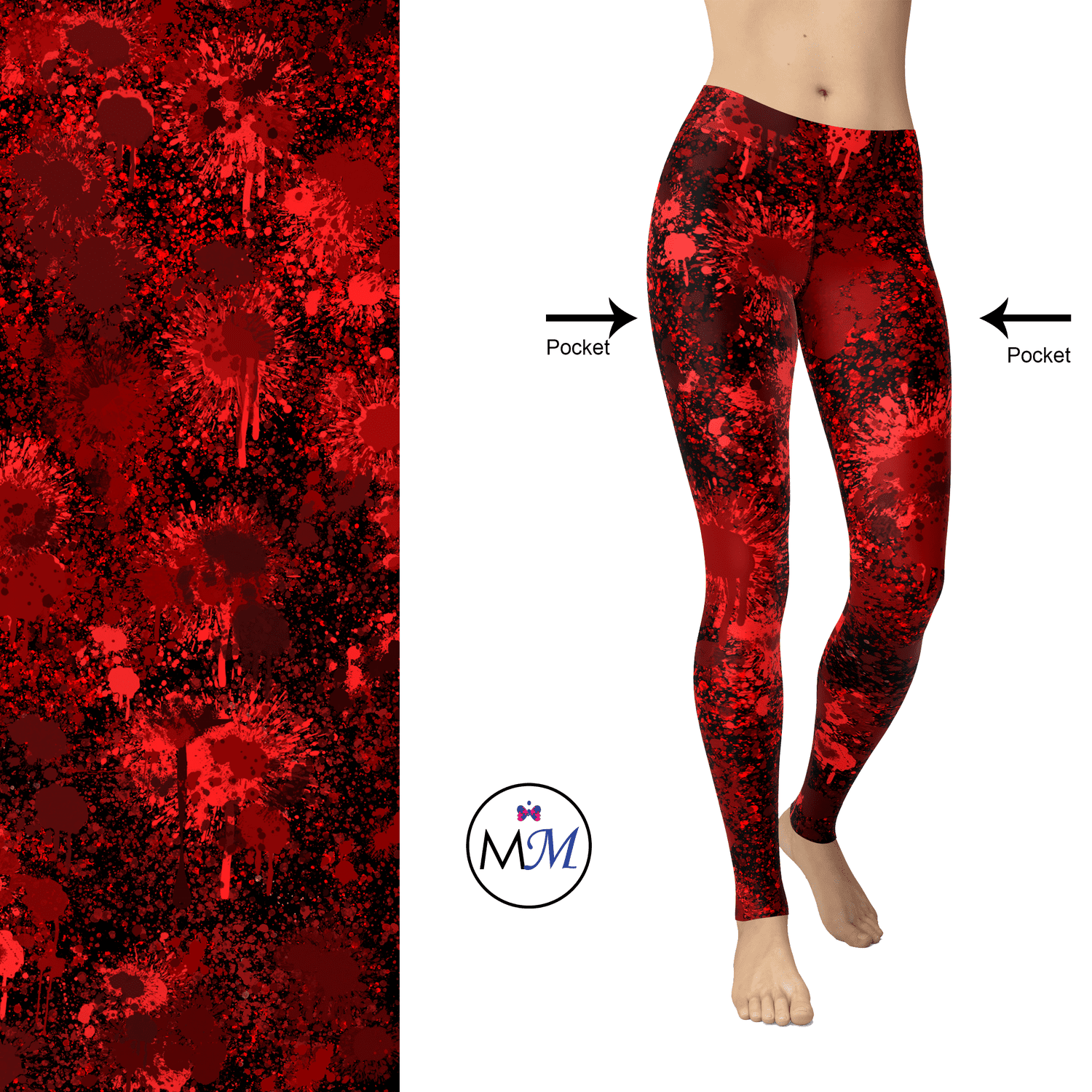 Heart Blood Leggings Full Length with Pockets