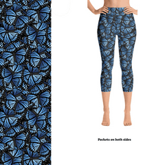 Blue Butterfly Leggings with Pocket Capri
