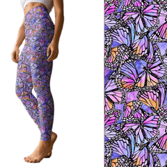 Pastel Butterfly Leggings with Pocket Full Length
