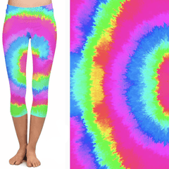Neon Tie Dye Leggings with Pockets Design