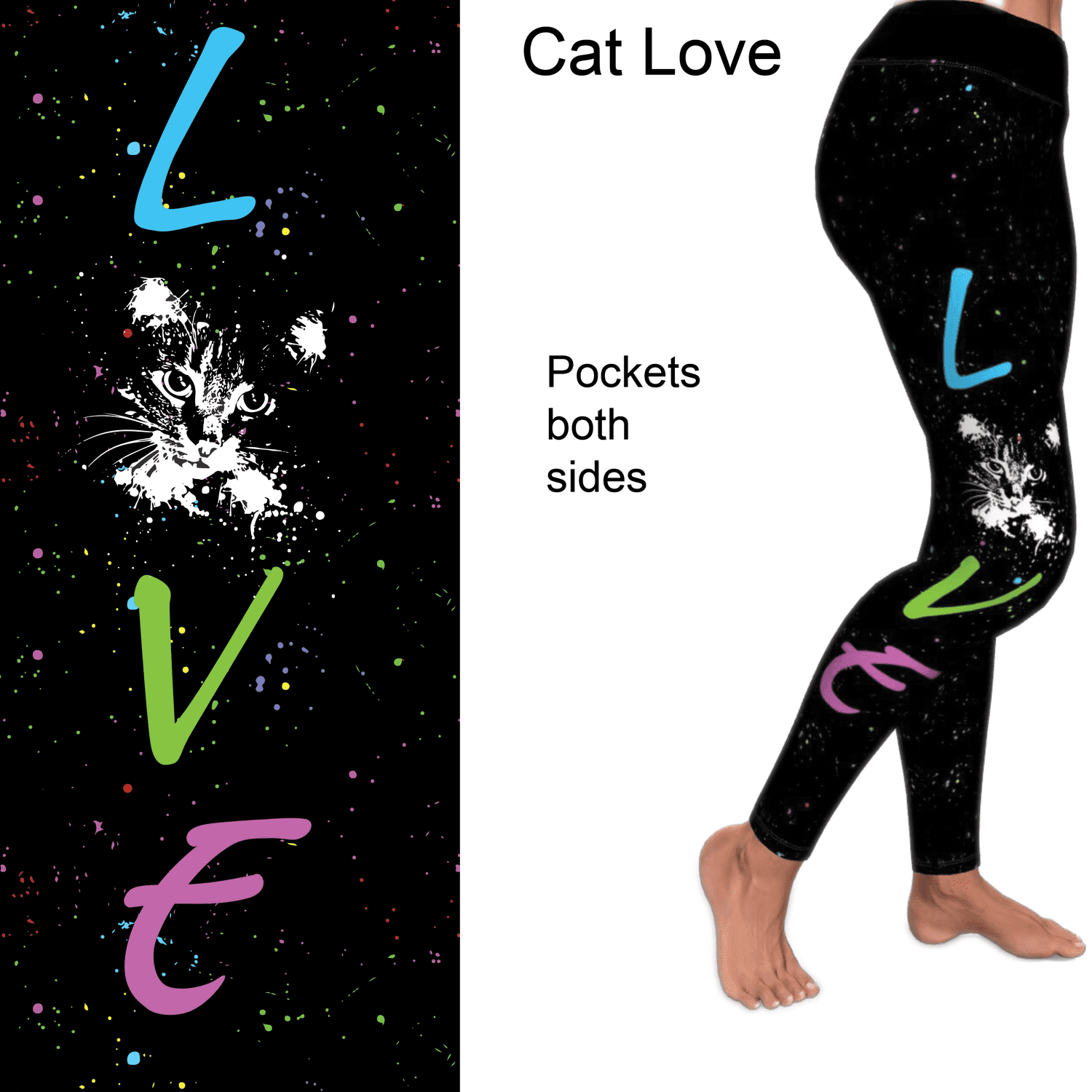 Cat Love Multicolor with Pockets