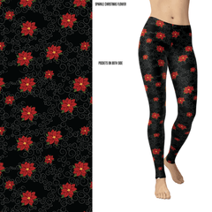 Poinsettia Christmas Flowers Leggings