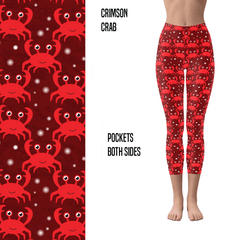 Crimson Crab Leggings in Capri and Full Length with Pockets
