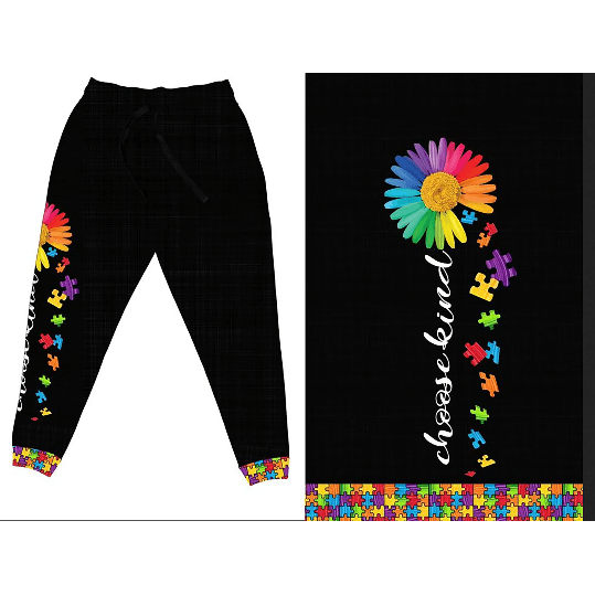 Autism Awareness Puzzle Rainbow Choose Kind Floral Joggers