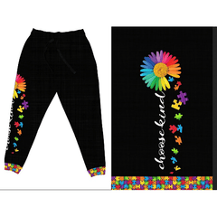 Autism Awareness Puzzle Rainbow Choose Kind Floral Joggers