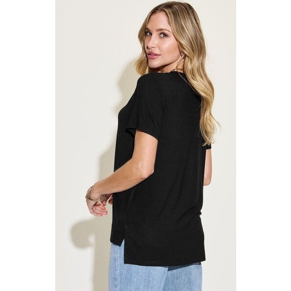 Basic Bae Full Size V-Neck High-Low T-Shirt