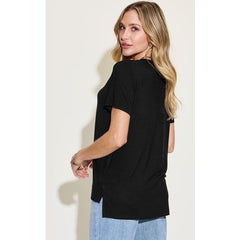 Basic Bae Full Size V-Neck High-Low T-Shirt