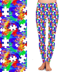 Autism Awareness Leggings Neon Capri & Full with Pockets