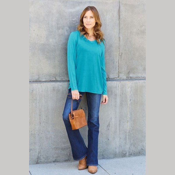 Basic Bae Full Size V-Neck Long Sleeve Top
