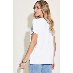 Basic Bae Full Size V-Neck High-Low T-Shirt