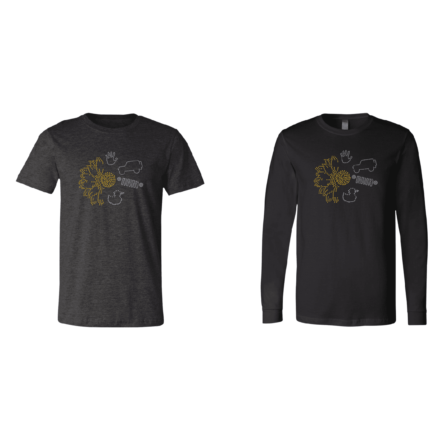 Jeeper Flower Rhinestone Tee Short or Long Sleeve