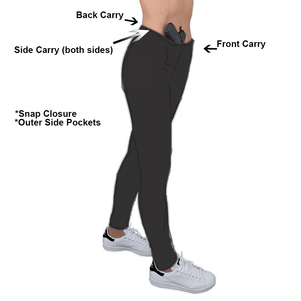 Concealed Carry Black Leggings 230 gsm Thick Not See Through