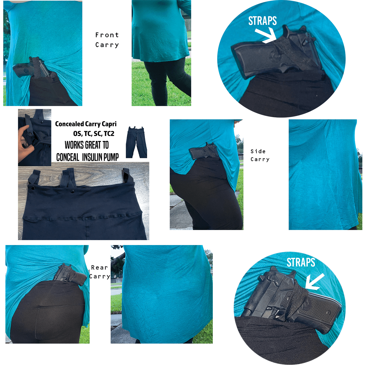 Concealed Carry Black Leggings 230 gsm Thick Not See Through - Capri Length