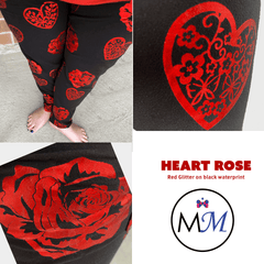 Hearts with Roses on Black with Red Sparkle Foil and Pockets