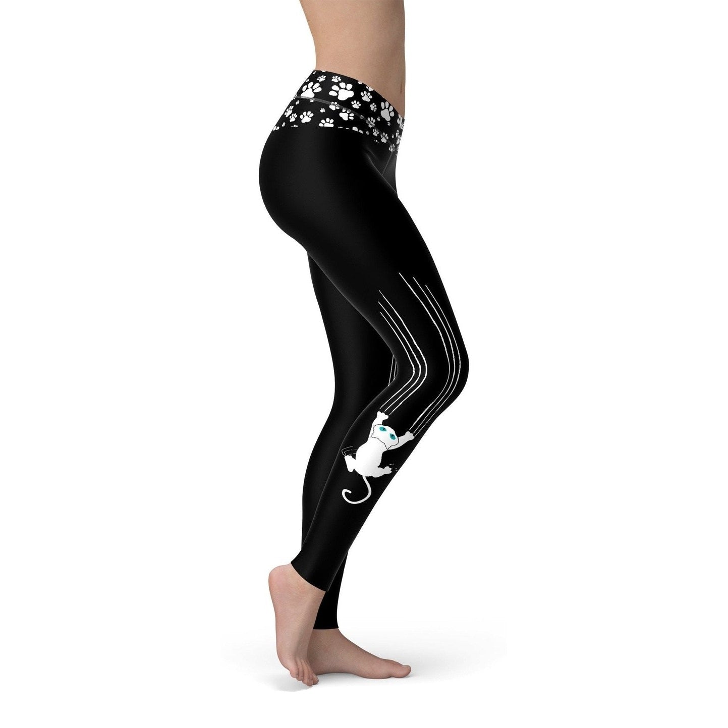 Black Cat Claw Scratch Printed Leggings For Women - Black / Cat Print / Cat Lover / Cat Pants / Cat RTS