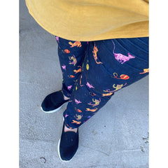 Paisley Kitty Cat Leggings available in Full Length on Blue Paw Background Pockets