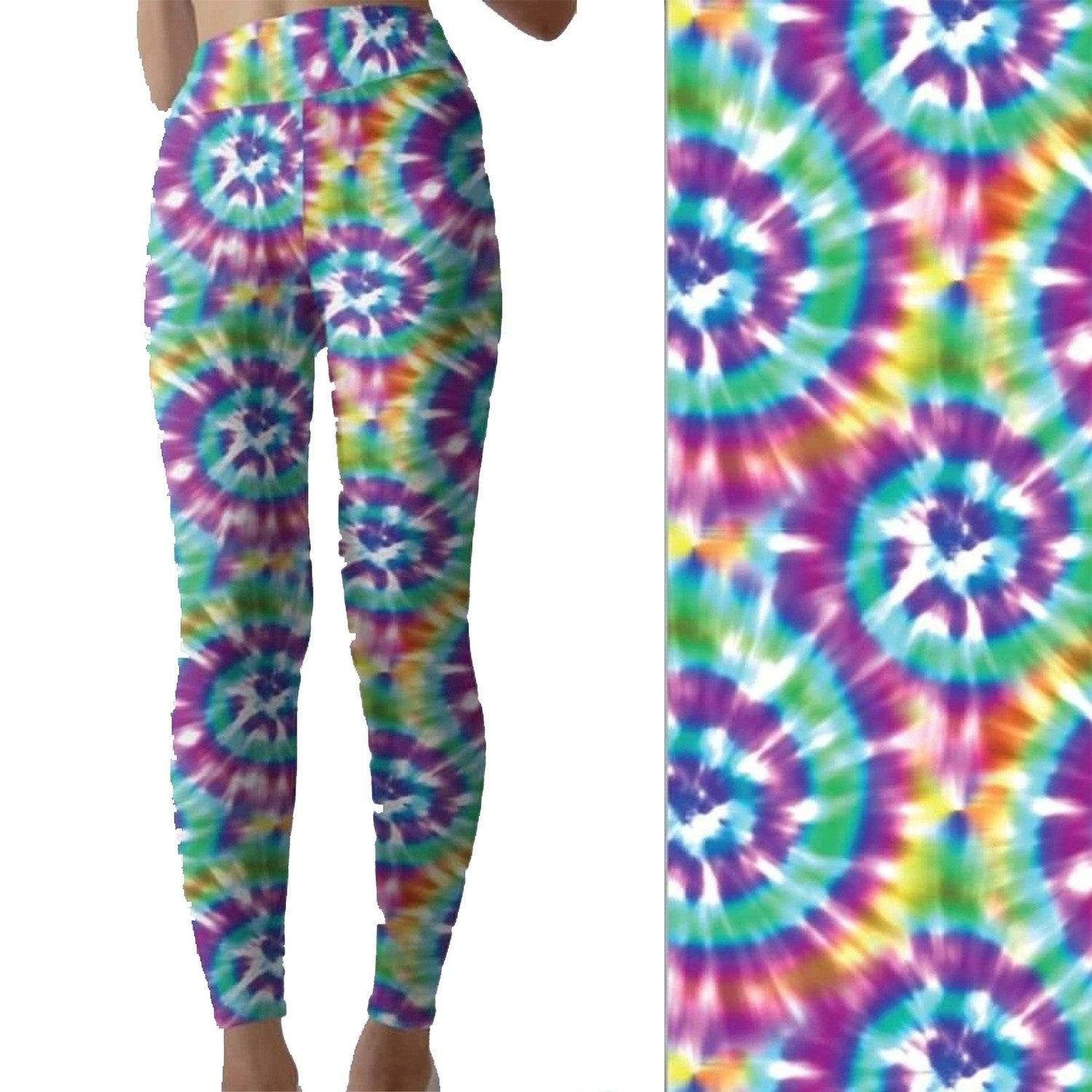 Colorful Tie Dye Capri Leggings Swirl