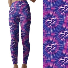 Tie Dye Leggings Purple Blue Capri