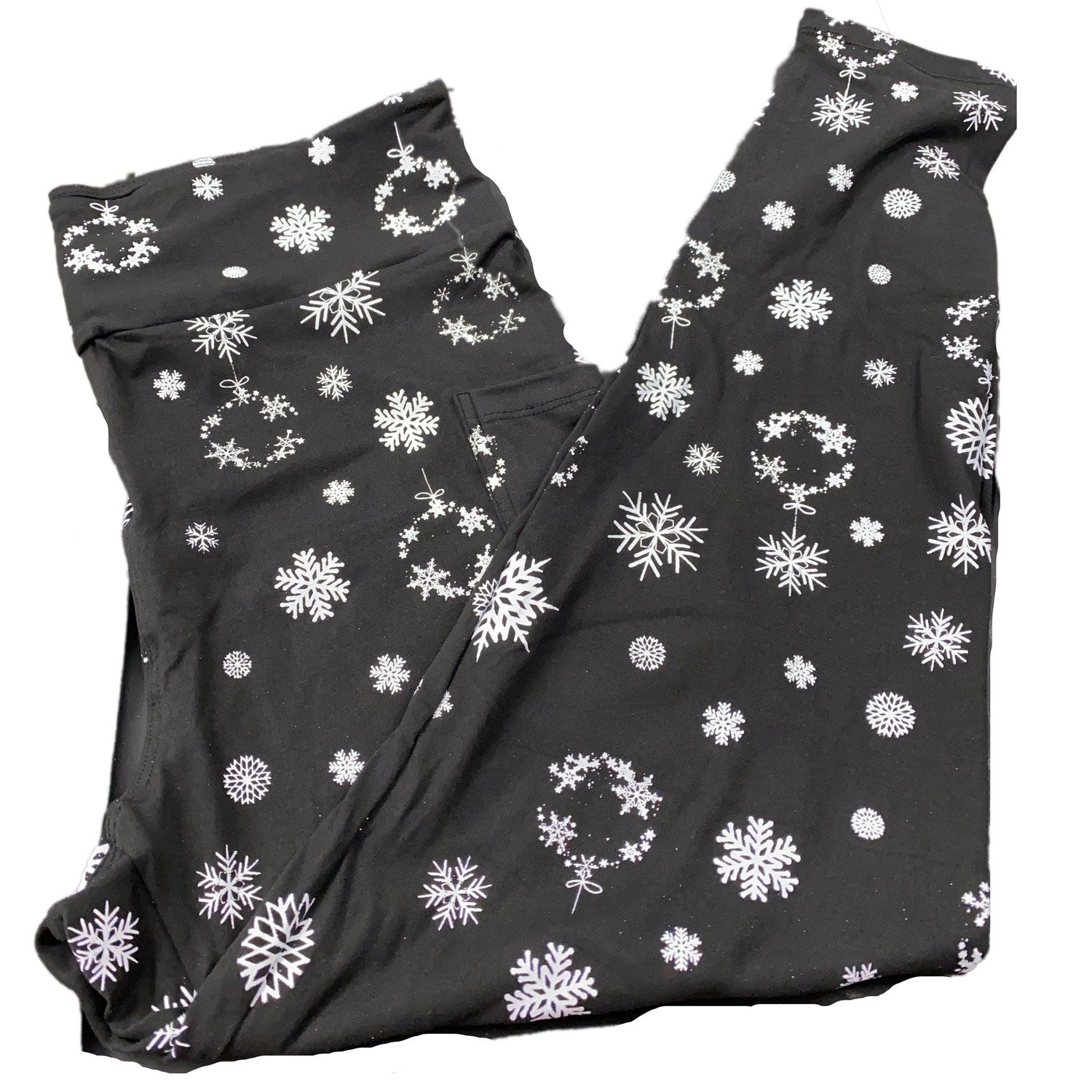 Christmas Snowflake Leggings Black White Leggings with Pockets