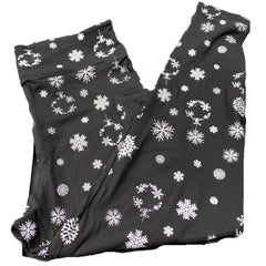 Christmas Snowflake Leggings Black White Leggings with Pockets