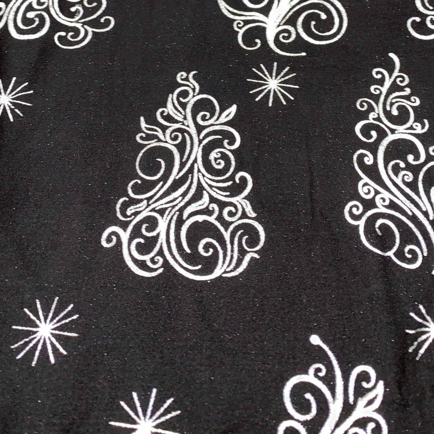 Christmas Tree Glitter Leggings with Pockets and Heat Sealed Real Silver Glitter - Ready to Ship