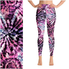 Pink Black Tie Dye Wave Marble Leggings