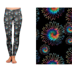 Tie Dye Flower Leggings with Pockets