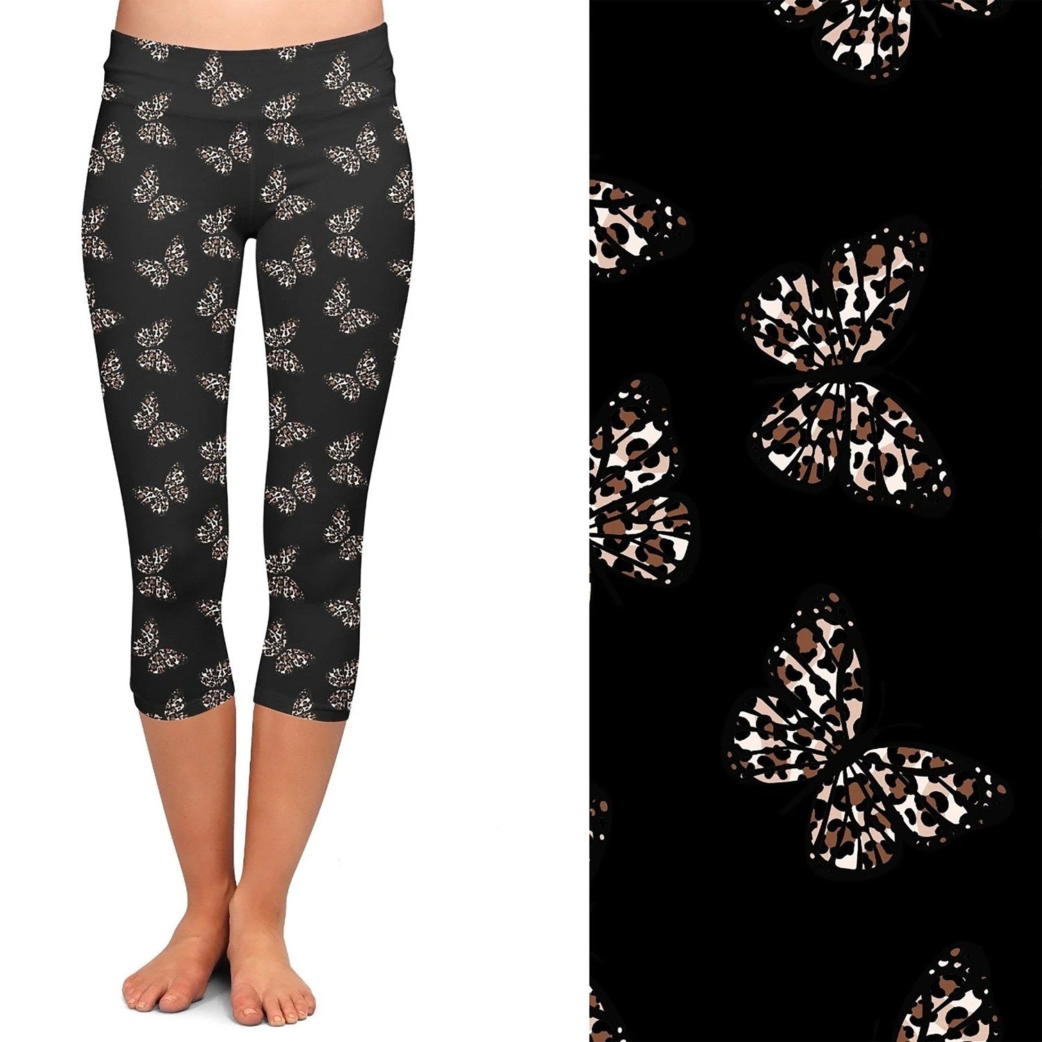 Leopard Butterfly Capri Leggings