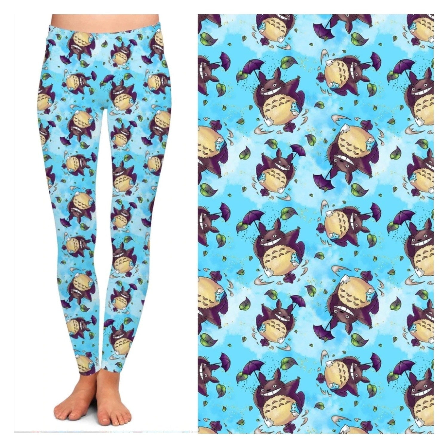 Blue Harajuku Spirit Leggings with Pockets