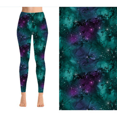 Leggings Blue and Purple Marbled Kaleidoscope Full Length Leggings - No Pockets