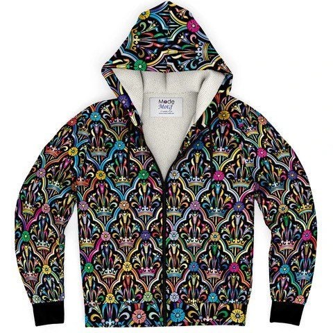 Stained Glass Sherpa Hoodie Zip up Jacket
