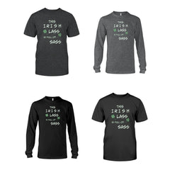 Irish Lass Graphic Tee Gray or Black, Short or Long Sleeve