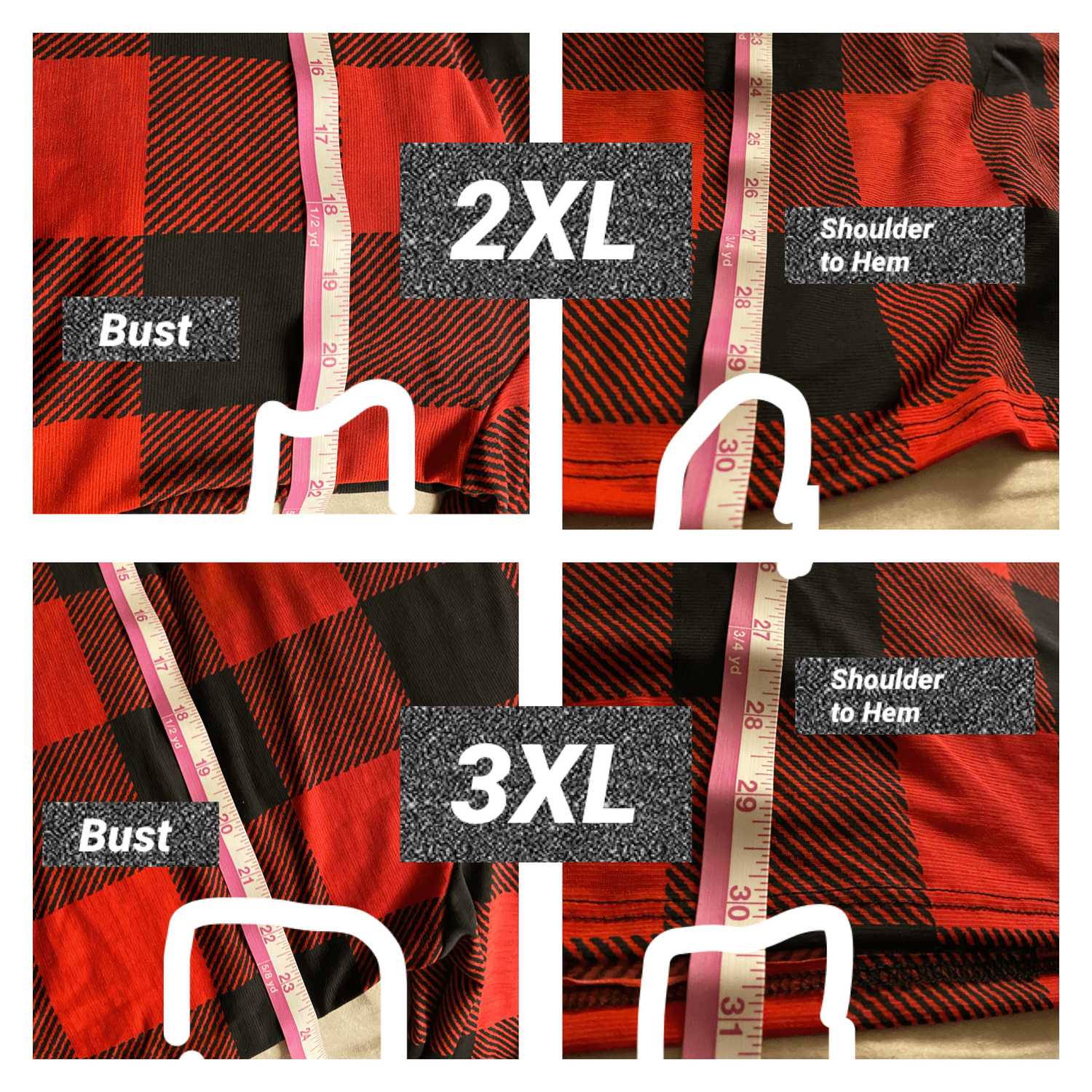 Triple Crisscross 3/4 Sleeve Buffalo Plaid