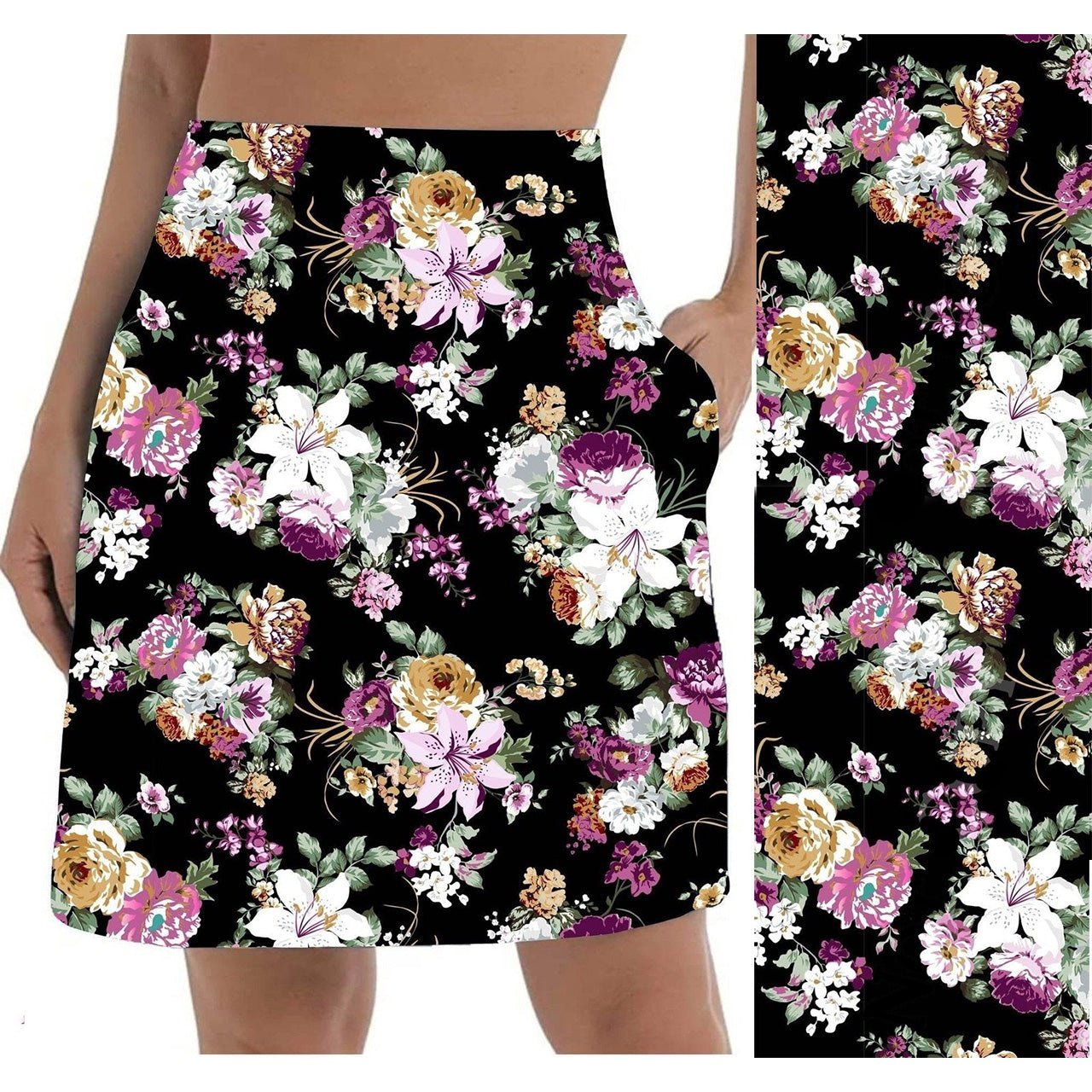Roses lilacs and carnations- Floral Skort