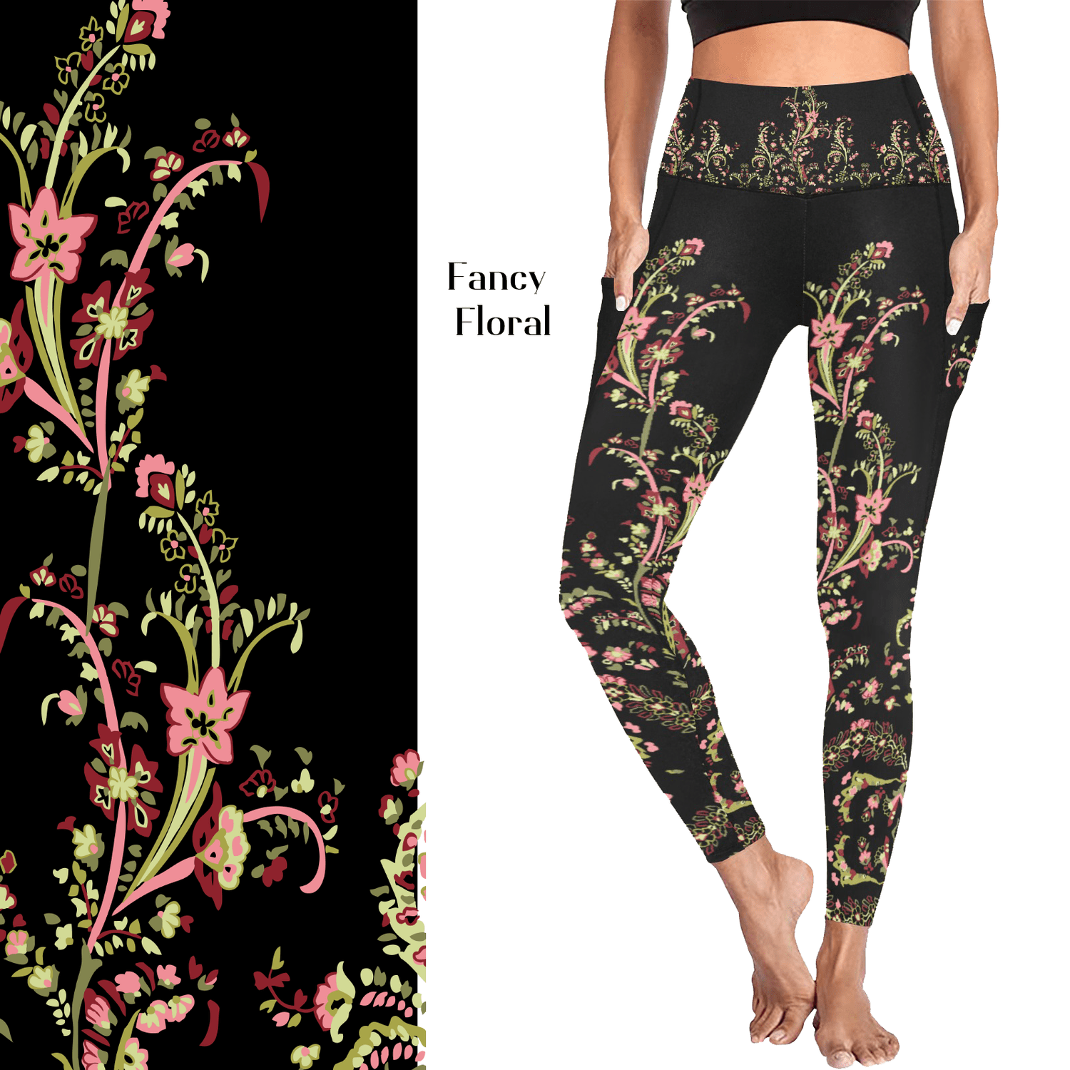 Fancy Floral Leggings with Pockets – Mode Motif